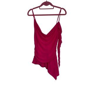 Olia Top Womens Size Small Pink Tank Asymmetric Ruched Draped Sleeveless NWT